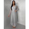 Šedé tylové dlouhé společenské šaty ASHER (Veľkosť ONESIZE)