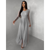 Šedé tylové dlhé spoločenské šaty ASHER