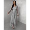 Šedé tylové dlouhé společenské šaty ASHER (Veľkosť ONESIZE)