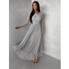 Šedé tylové dlhé spoločenské šaty ASHER