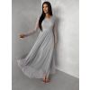 Šedé tylové dlouhé společenské šaty ASHER (Veľkosť ONESIZE)