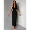 Černé dlouhé elegantní šaty KALIXA s výstřihem (Veľkosť ONESIZE)