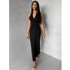 Černé dlouhé elegantní šaty KALIXA s výstřihem (Veľkosť ONESIZE)