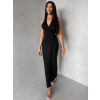 Čierne dlhé elegantné šaty KALIXA s výstrihom
