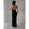 Černé dlouhé elegantní šaty KALIXA s výstřihem (Veľkosť ONESIZE)
