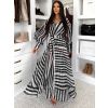 Černé pruhované dlouhé bavlněné zavinovací šaty NATURE (Veľkosť M/L)