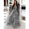 Čierne pruhované dlhé bavlnené zavinovacie šaty NATURE