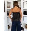 Černé saténové elegantní tílko WEXTON s krajkou (Veľkosť M/L)