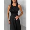 Černé společenské jednoduché dlouhé šaty TEMIRA (Veľkosť ONESIZE)