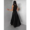 Černé společenské jednoduché dlouhé šaty TEMIRA (Veľkosť ONESIZE)