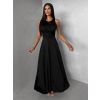 Černé společenské jednoduché dlouhé šaty TEMIRA (Veľkosť ONESIZE)