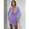 Fialové kokteilové krátke šaty LUVRIEN s riasením