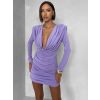 Fialové koktejlové krátké šaty LUVRIEN s řasením (Veľkosť ONESIZE)