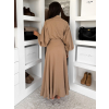 Hnedé maxi dlhé košeľové šaty MATRIX