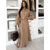 Hnedé maxi dlhé košeľové šaty MATRIX