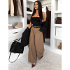 Hnedé štýlové široké nohavice VISUAL