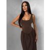 Hnědé tvarující šaty KRYLON s šifonovou sukní (Veľkosť M/L)