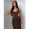 Hnedé tvarujúce šaty KRYLON so šifónovou sukňou