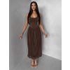 Hnědé tvarující šaty KRYLON s šifonovou sukní (Veľkosť M/L)