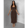 Hnedé tvarujúce šaty KRYLON so šifónovou sukňou