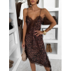 Leopardie saténové mini šaty QUILLIA s čipkou