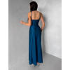 Petrolejové dlhé spoločenské šaty OLIRYA s výstrihom