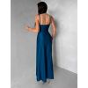 Petrolejové dlouhé společenské šaty OLIRYA s výstřihem (Veľkosť ONESIZE)