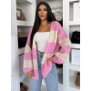 Růžový pletený pruhovaný oversize cardigan GRENTO (Veľkosť ONESIZE)