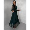 Smaragdové tylové společenské šaty ASHER s dlouhým rukávem (Veľkosť ONESIZE)