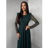 Smaragdové tylové společenské šaty ASHER s dlouhým rukávem (Veľkosť ONESIZE)