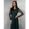 Smaragdové tylové spoločenské šaty ASHER s dlhým rukávom