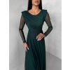 Smaragdové tylové společenské šaty ASHER s dlouhým rukávem (Veľkosť ONESIZE)