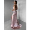 Starorůžové luxusní plesové třpytivé šaty RAVELLE s rozparkem (Veľkosť M)