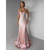 Starorůžové luxusní plesové třpytivé šaty RAVELLE s rozparkem (Veľkosť M)
