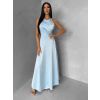 Světle modré společenské jednoduché dlouhé šaty TEMIRA (Veľkosť ONESIZE)