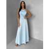 Svetlomodré spoločenské jednoduché dlhé šaty TEMIRA