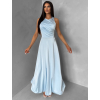 Svetlomodré spoločenské jednoduché dlhé šaty TEMIRA