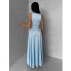 Světle modré společenské jednoduché dlouhé šaty TEMIRA (Veľkosť ONESIZE)