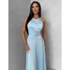 Světle modré společenské jednoduché dlouhé šaty TEMIRA (Veľkosť ONESIZE)