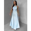 Světle modré společenské jednoduché dlouhé šaty TEMIRA (Veľkosť ONESIZE)