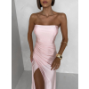Svetloružové korzetové tvarujúce šaty ESLIRA bez ramienok