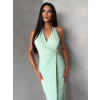 Svetlo zelené dlhé elegantné šaty KALIXA