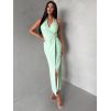 Světle zelené dlouhé elegantní šaty KALIXA (Veľkosť ONESIZE)