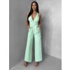 Světle zelený společenský dlouhý overal ARVELLA s výstřihem (Veľkosť ONESIZE)