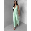 Světle zelený společenský dlouhý overal ARVELLA s výstřihem (Veľkosť ONESIZE)