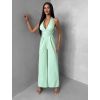 Světle zelený společenský dlouhý overal ARVELLA s výstřihem (Veľkosť ONESIZE)