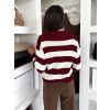 Vínový pruhovaný svetr ZYNTIE s límečkem (Veľkosť ONESIZE)