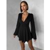 Černé elegantní mini šaty STREGH s dlouhým rukávem (Veľkosť ONESIZE)
