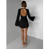 Čierne elegantné mini šaty STREGH s dlhým rukávom