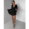 Čierne elegantné mini šaty STREGH s dlhým rukávom